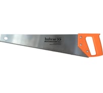 Ножовка по дереву BOHRER 450 мм, сталь 65Mn, каленные зубья, 2D заточка, шаг 7TPI универсальный зуб, пластиковая рукоятка 44221450