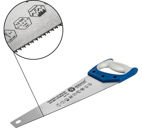 Ножовка по дереву 400 мм, шаг 2 мм/12 TPI, закаленный зуб, 3D-заточка КОБАЛЬТ 248-795