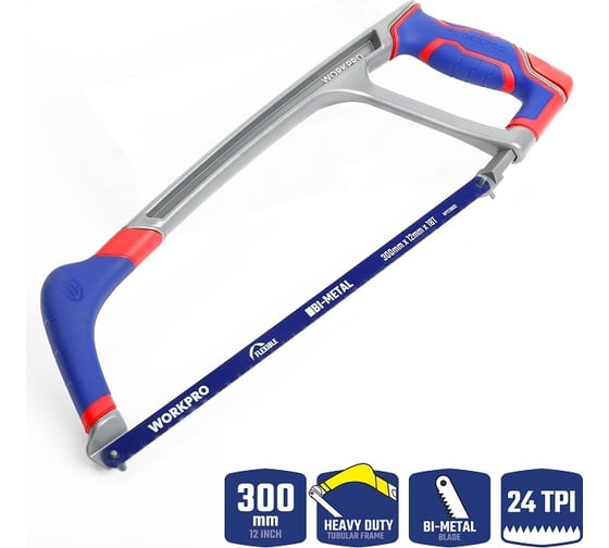 Ножовка по металлу WORKPRO алюминиевая сверхпрочная 300mm 24TPI WP215027