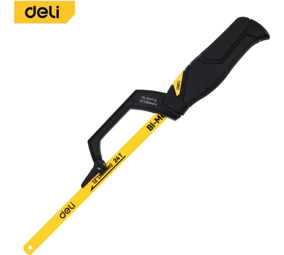 Ножовка-ручка по металлу DELI DL353112 300мм (полотно 250мм, алюминиевый корпус, прорезиненная рукоять) 123656 1