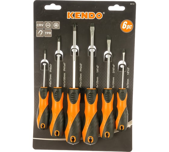 Набор отверток KENDO 6 предметов, CrV 00000073175