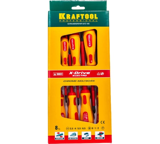 Набор высоковольтных отверток KRAFTOOL Х-Drive ELECTRO 250088-H8