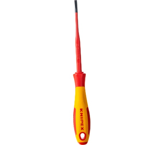 Отвертка KNIPEX SL4.0x0.8 шлицевая тонкая VDE, L  лезвия 100 мм, 1000V, 2-комп. рук-ка KN-982040SL 1