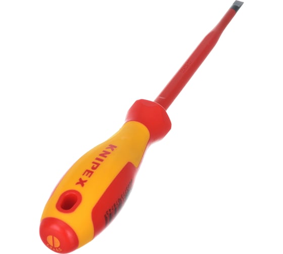 Отвертка KNIPEX SL6.5x1.2 шлицевая тонкая VDE, L лезвия 150 мм, 1000V, 2-комп. рук-ка KN-982065SL