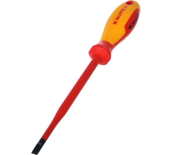 Отвертка KNIPEX SL6.5x1.2 шлицевая тонкая VDE, L лезвия 150 мм, 1000V, 2-комп. рук-ка KN-982065SL