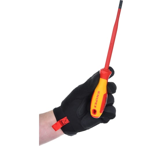 Отвертка KNIPEX SL6.5x1.2 шлицевая тонкая VDE, L лезвия 150 мм, 1000V, 2-комп. рук-ка KN-982065SL