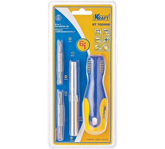 Комбинированная отвертка 6 в 1 KRAFT KT 700448