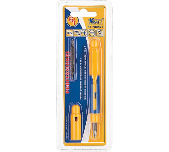 Карманная отвертка для точных работ 4 в 1 KRAFT KT 700471
