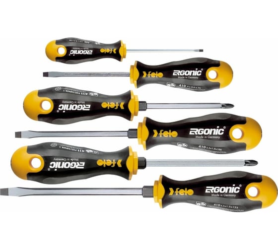 Набор отверток Felo Ergonic SL/PZ с шестигранным лезвием, 6 шт 41096248
