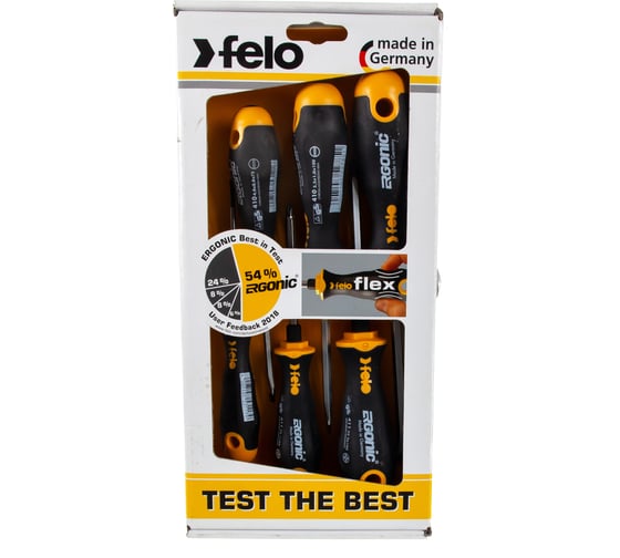 Набор отверток Felo Ergonic SL/PZ с шестигранным лезвием, 6 шт 41096248