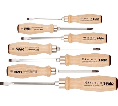Набор ударных отверток SL/PH/PZ с деревянной рукояткой, 7 шт Felo 33597198