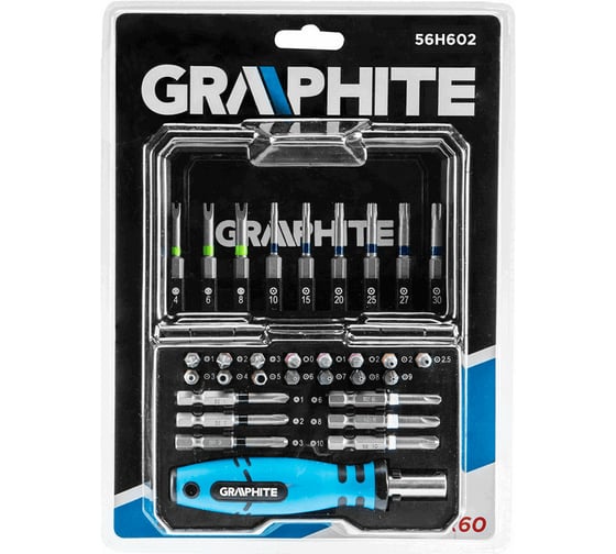Набор бит с рукояткой 31 шт. GRAPHITE 56H602