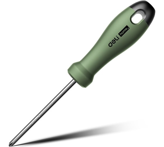 Крестовая отвертка DELI HOME SERIES GREEN HT1205L PH1x100мм эксклюзивный дизайн, софттач пластик 130287