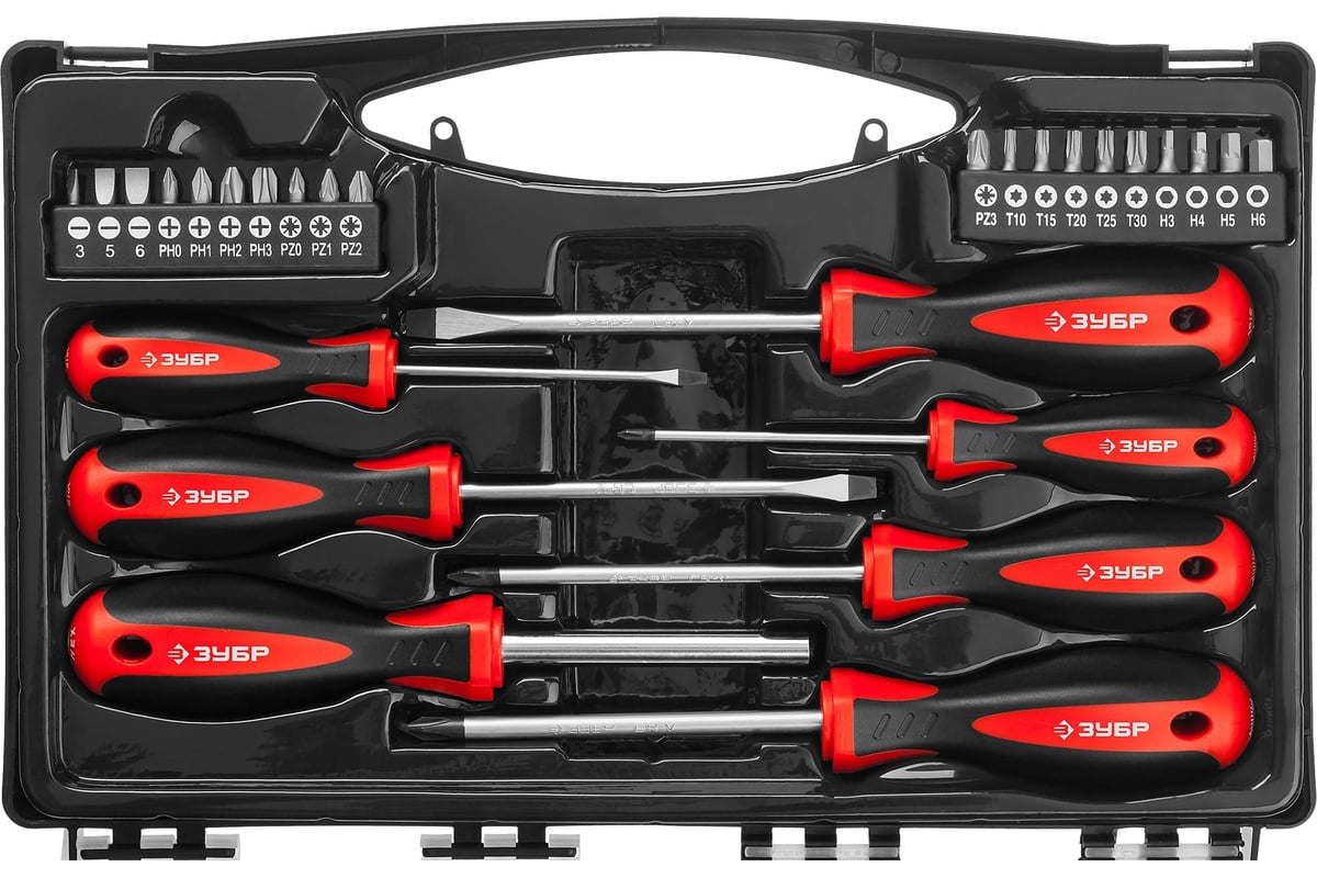 Набор отверток с битами Зубр МАСТЕР 25027 - выгодная цена, отзывы,  характеристики, фото - купить в Москве и РФ