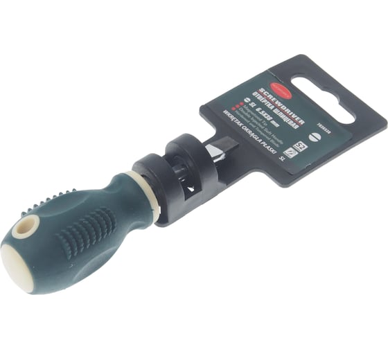 Шлицевая магнитная отвертка Rockforce Profi S2 SL6.5х38мм, в пластиковом держателе RF-7036538(27188) 1