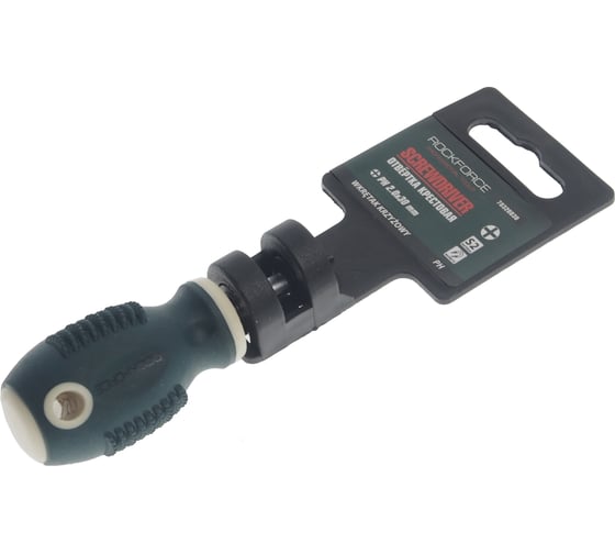 Крестовая магнитная отвертка Rockforce Profi S2 PH2.0х30мм, на пластиковом держателе RF-70320030 1