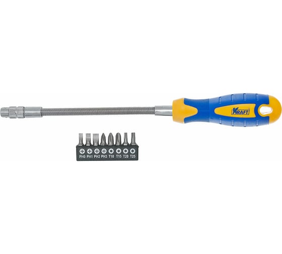 Отверточная гибкая рукоятка со вставками 9 предметов KRAFT KT 700469