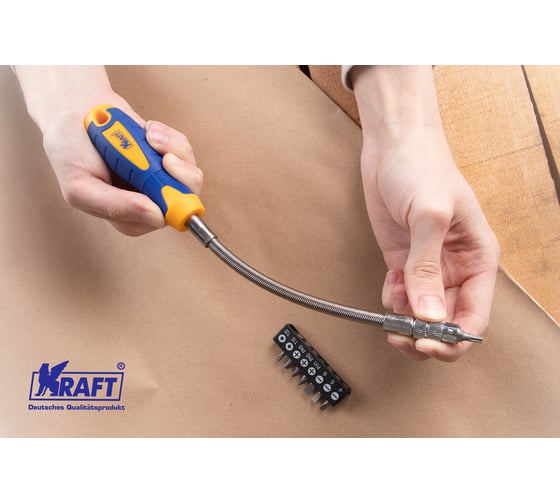 Отверточная гибкая рукоятка со вставками 9 предметов KRAFT KT 700469