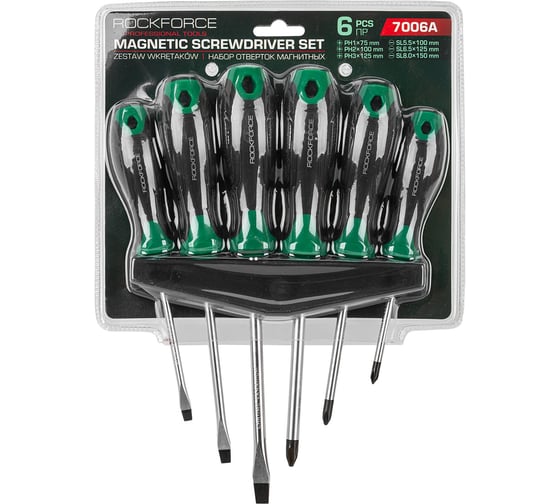 Набор магнитных отверток Rockforce Profi, 6 предметов RF-7006A(27191)