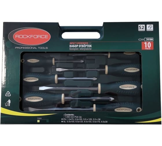Набор магнитных отверток Rockforce Profi, 10 предметов RF-7010A(27193)