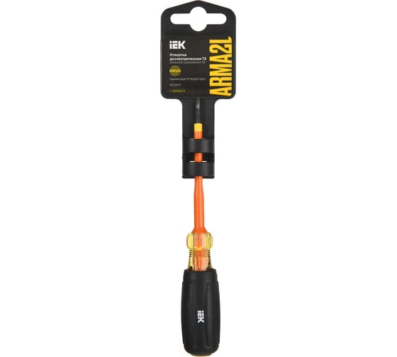 Отвертка IEK Arma2l 5 диэлектрическая sl2,5x75 т3 A2L5-SC30-T3-SL-25-075