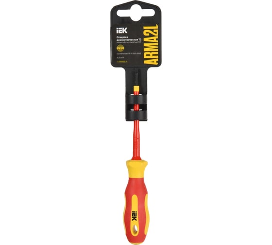 Отвертка IEK Arma2l 5 диэлектрическая sl2,5x75 т2 A2L5-SC30-T2-SL-25-075