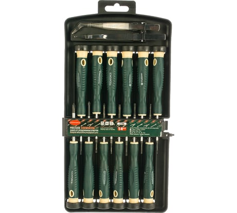 Набор ювелирных отверток с пинцетами Rockforce 14предмета, в пластиковом держателе RF-2146(19546)