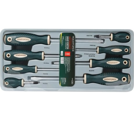 Набор отвёрток Rockforce SL5,6x2,8.PH1,PH2x2,PH3, 8 предметов RF-2084