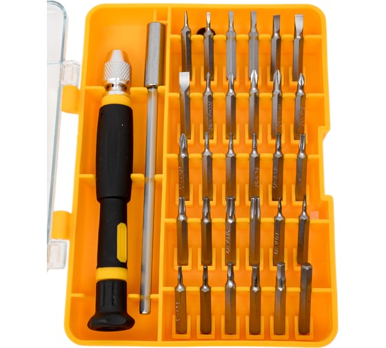 Набор прецизионных вставок (бит) TOLSEN 1/4", PH, PZ, Hex, Torx, Slotted, 32 предмета 20047