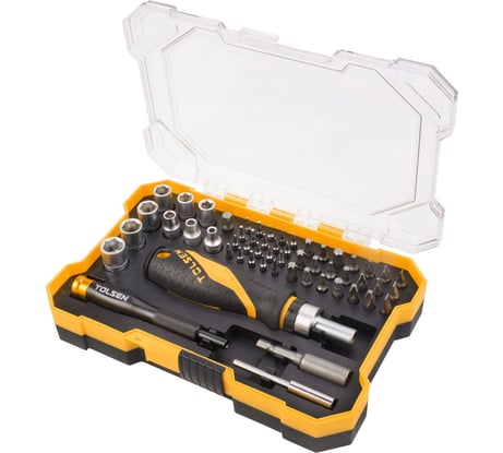 Набор вставок (бит) TOLSEN 1/4", PH, PZ, Hex, Torx, Slotted, 56 предметов 20187