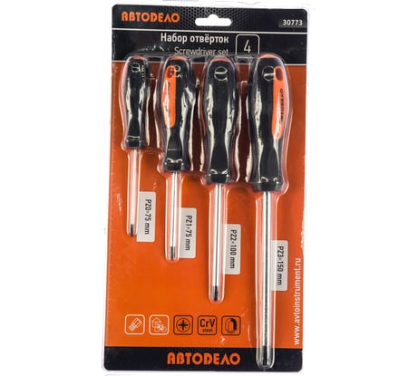 Набор крестовых отверток в блистере Автоdело 4 предмета 30773 13885