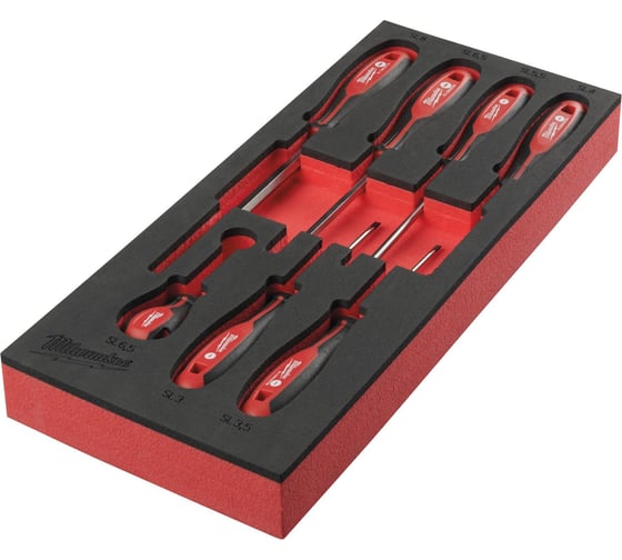 Ложемент для инструментальной тележки с отвертками Milwaukee SL 7 предметов 4932492395 1