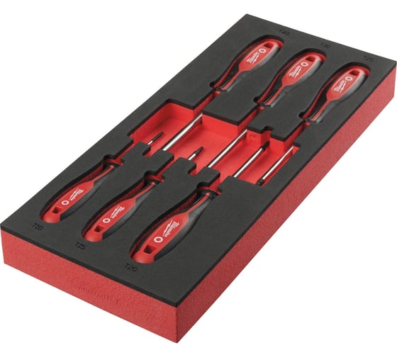 Ложемент для инструментальной тележки с отвертками Milwaukee TORX 6 предметов 4932492392 1