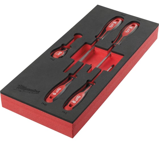 Ложемент для инструментальной тележки с отвертками Milwaukee PH 5 предметов 4932492393 1