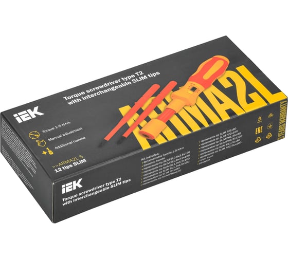 Отвертка IEK Arma2l 5 динамометрическая с жалами slim 14шт A2L5-NS50-T2-14
