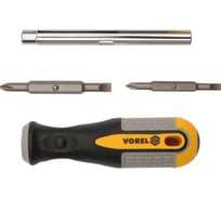 Двухсторонняя отвертка со сменными вставками VOREL 64654