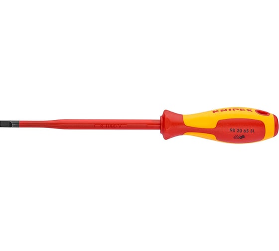 Отвертка Knipex VDE шлицевая плоская SL 3.5x0.6x100 мм, тонкая, длина 202 мм KN-982035SL