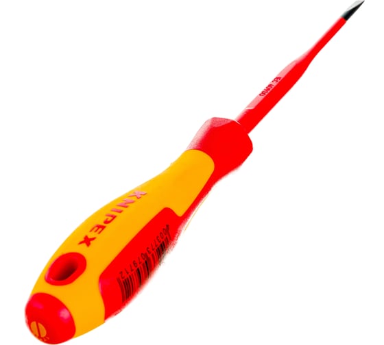 Отвертка Knipex VDE шлицевая плоская SL 3.5x0.6x100 мм, тонкая, длина 202 мм KN-982035SL