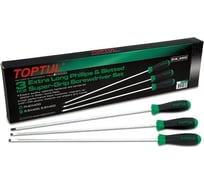 Набор отверток TOPTUL EXTRA LONG SL5.5, SL6.5, PH2, 400 мм, 3 шт. GAAE0306