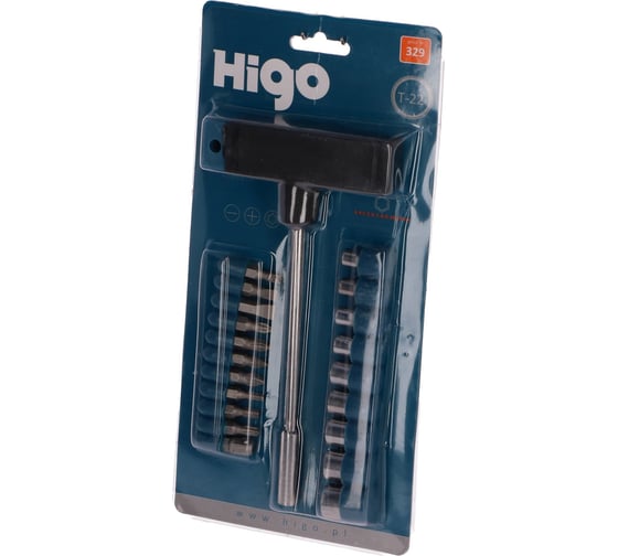 Отвертка с набором бит и головок HIGO с Т-образной ручкой 329