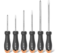 Набор отверток DELI «Home Series Gray» HT1006C 6шт (PH0x75, PH1x100, PH2x150, SL3x75, SL5x100, SL6x150, Cr-V, Soft Touch рукоятка, эксклюзивный дизайн) 130283