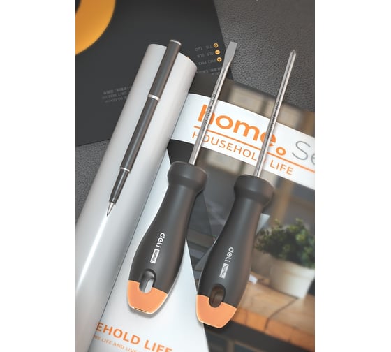 Набор отверток DELI «Home Series Gray» HT1006C 6шт (PH0x75, PH1x100, PH2x150, SL3x75, SL5x100, SL6x150, Cr-V, Soft Touch рукоятка, эксклюзивный дизайн) 130283