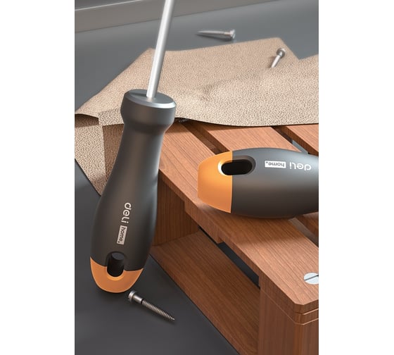 Набор отверток DELI «Home Series Gray» HT1006C 6шт (PH0x75, PH1x100, PH2x150, SL3x75, SL5x100, SL6x150, Cr-V, Soft Touch рукоятка, эксклюзивный дизайн) 130283