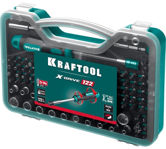 Набор: отвертка-битодержатель с насадками KRAFTOOL X-drive-122 122 шт. 26816
