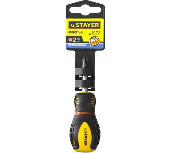 Отвертка STAYER PROFI PROTech, двухкомпонентная рукоятка, намагниченная, Cr-Mo, PH2x38мм 25132-2-38_z02