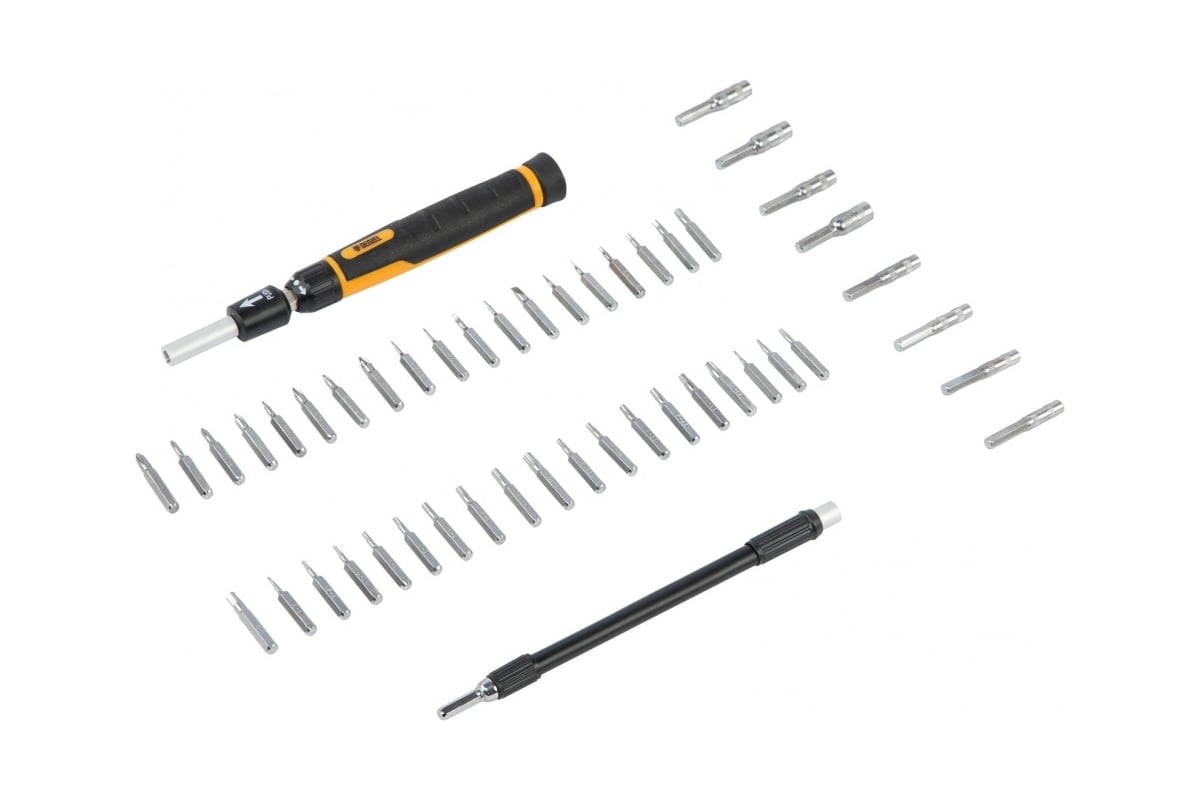 Отвертка с набором бит и торцевых головок для точных работ Denzel ...