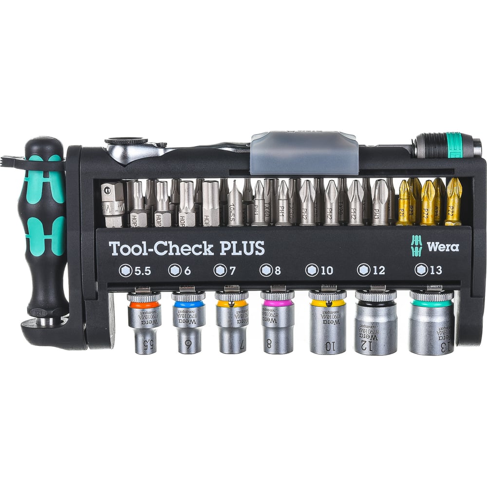 Набор инструментов Wera, с трещоткой, битами, головками и ручкой ...