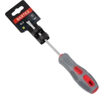 Плоская отвертка BARTEX SL5x100 мм, антискользящая двухкомпонентная рукоятка, CrV сталь 138262