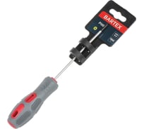 Крестовая отвертка BARTEX PH0x100 мм, антискользящая двухкомпонентная рукоятка, CrV сталь 138271