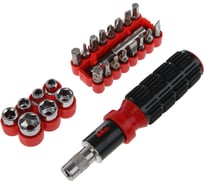 Отвертка с набором бит и головок ЛОМ пластиковая рукоятка, 25 предметов 2276012